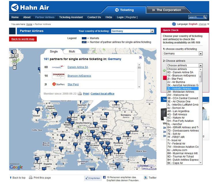 Website HahnAir
