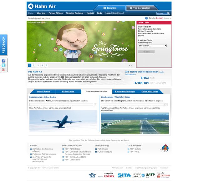 Hahn Air Website deutsch