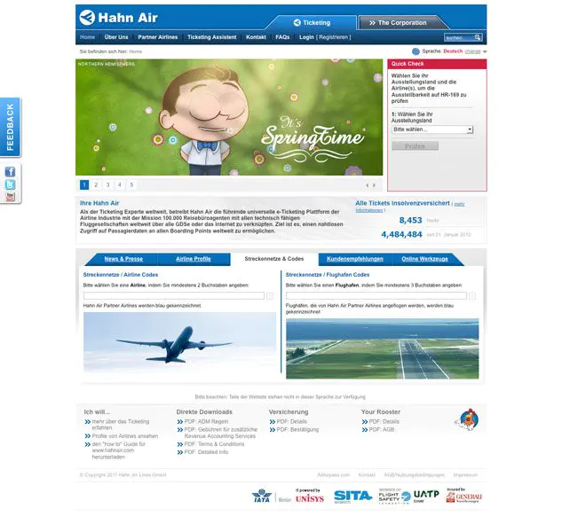 Hahn Air Website deutsch
