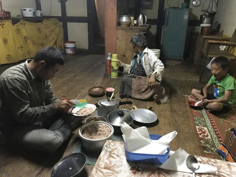 7x Bhutan - kazhi - homestay - farmhouse - local family - locals - children - dinner - staff