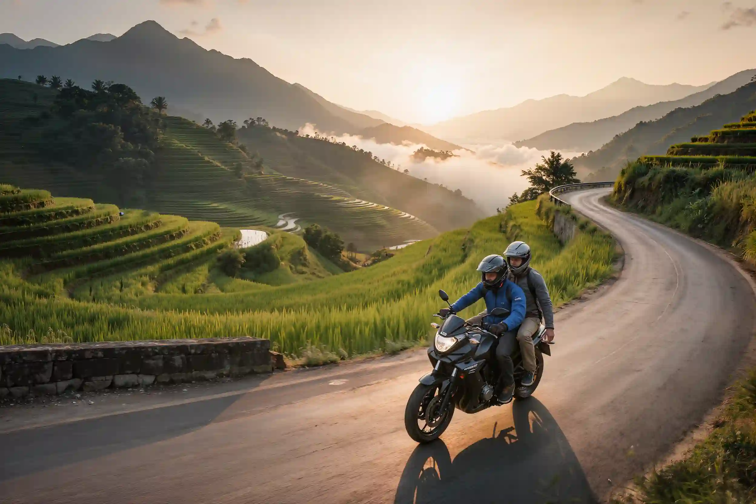 Spektakuläre Bergstraße für Motorräder in Nordvietnam