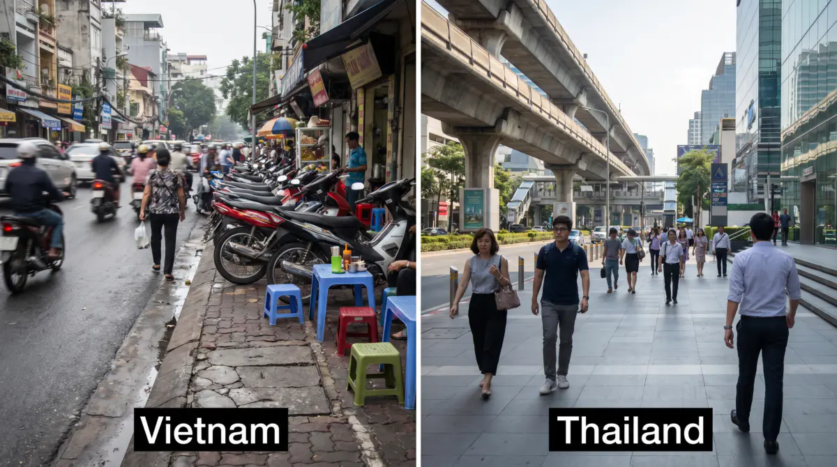 Lebensqualität Vergleich Infrastruktur Straßenverkehr Vietnam Thailand