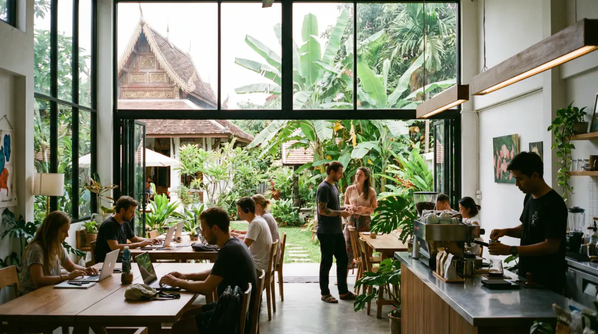 Coworking Space in Chiang Mai mit arbeitenden digitalen Nomaden