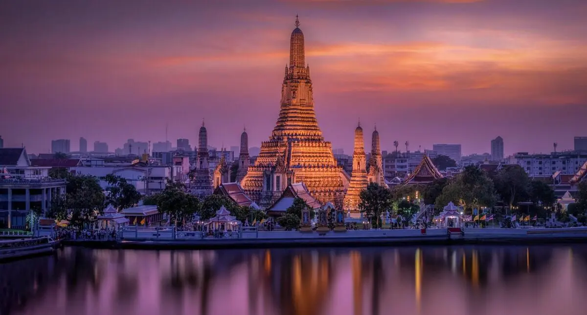 Bangkok Stadtansicht mit moderner Skyline und Verkehr